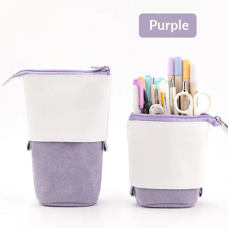 Retractable Pencil Case Kawaii DIY Printed Pen Large Capacity Holder Qme A9