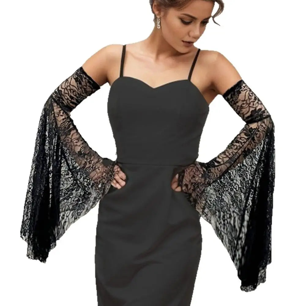 Elegant Long Tulle Sleeves Breathable Arm Decor Thin Sheer Bridal Gloves Comfortable Flower Embroidery Lace Arm Sleeves Qme