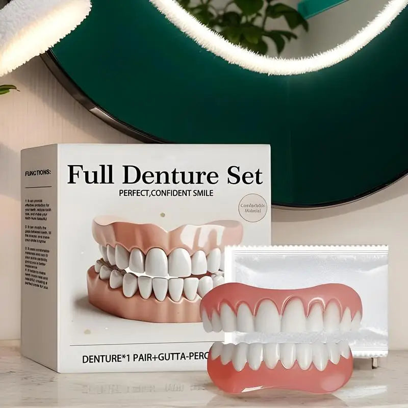 Silicone Denture Natural Safe Professional False Teeth Securing Upper Qme