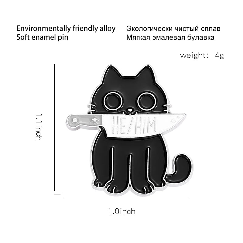 My Pronouns Enamel Pins Cats Butterfly He Him She Her They Them Brooches Lapel Metal Badges Fashion Jewelry Gifts Drop Shipping Qme