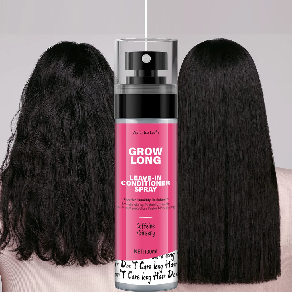 Leave-In Conditioner Spray and Smoothing Agent, Long-Lasting Biotin - Anti-Frizz Deep Conditioner for Split Ends and Breakage - with Vitamin E, Caffeine, and Ginseng, Suitable for Curly, Dry, and Damaged Hair Qme