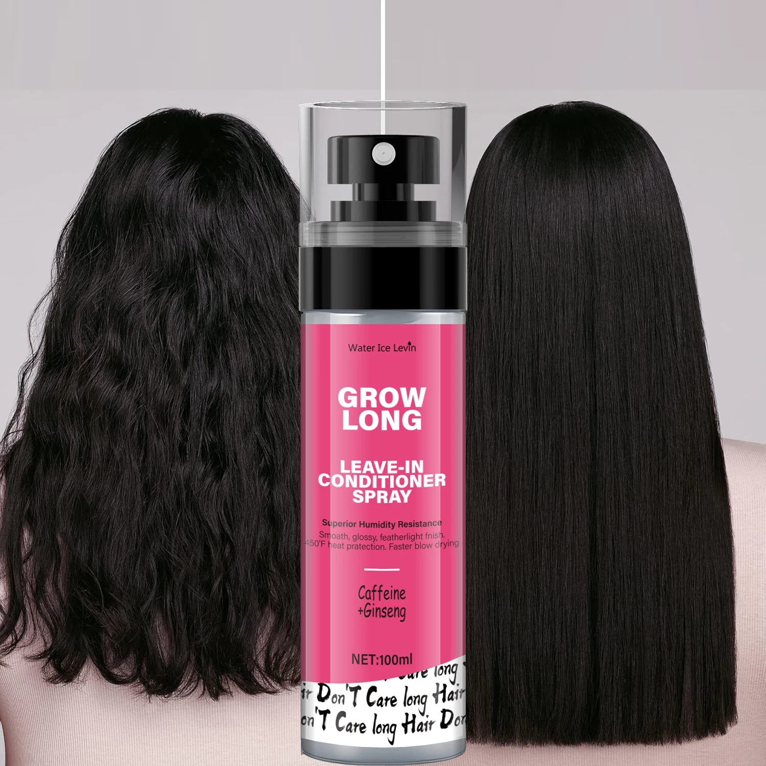Leave-In Conditioner Spray and Smoothing Agent, Long-Lasting Biotin - Anti-Frizz Deep Conditioner for Split Ends and Breakage - with Vitamin E, Caffeine, and Ginseng, Suitable for Curly, Dry, and Damaged Hair Qme