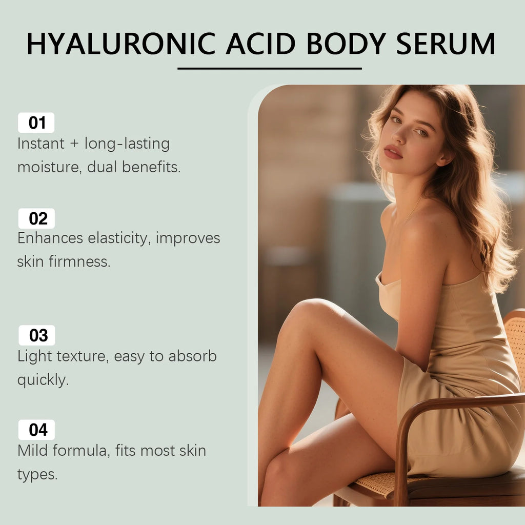 Hyaluronic Acid Body Serum Deep Hydrating Body Lotion for Smoother Plumper Looking Skin Lightweight Fast-Absorbing Body Care Qme