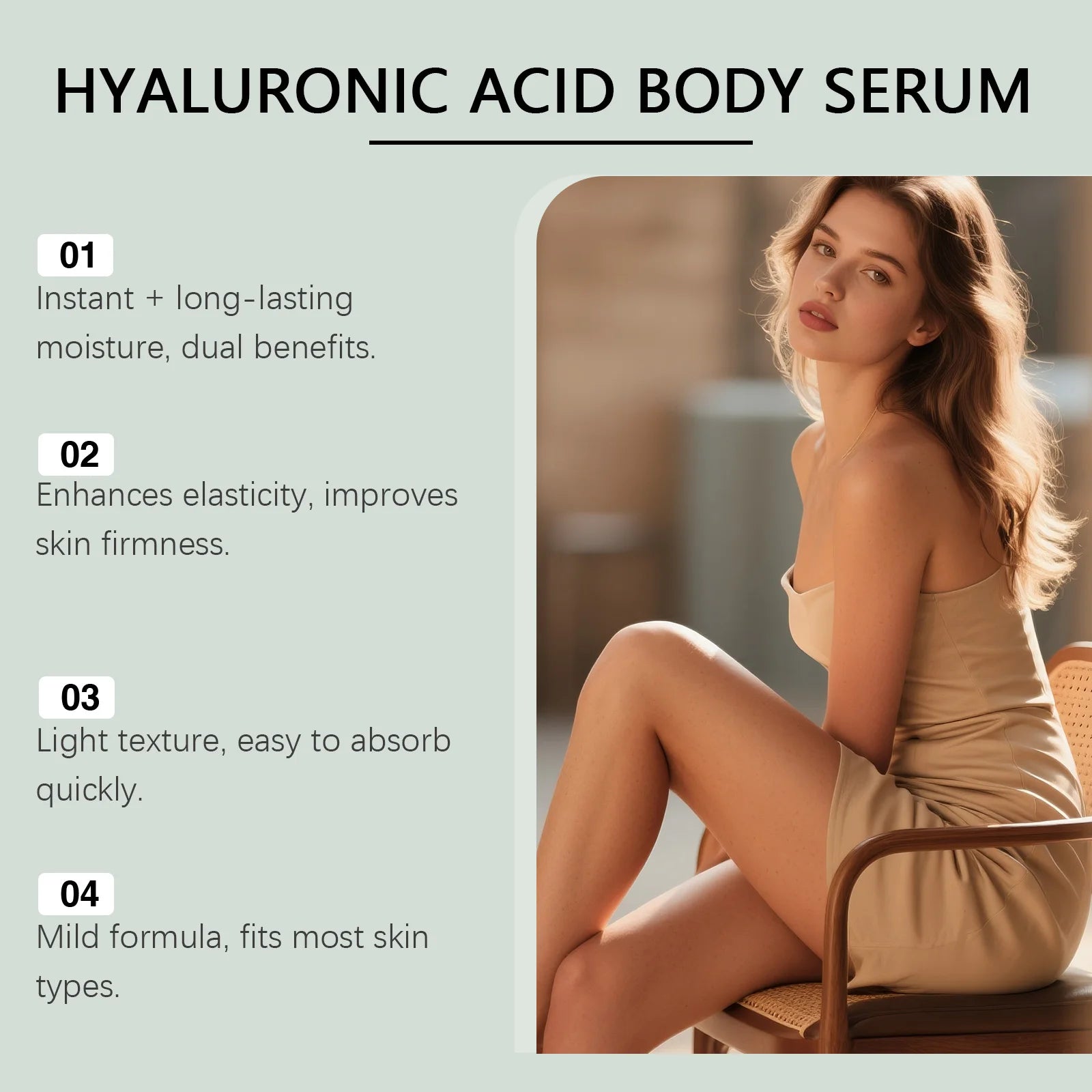 Hyaluronic Acid Body Serum Deep Hydrating Body Lotion for Smoother Plumper Looking Skin Lightweight Fast-Absorbing Body Care Qme