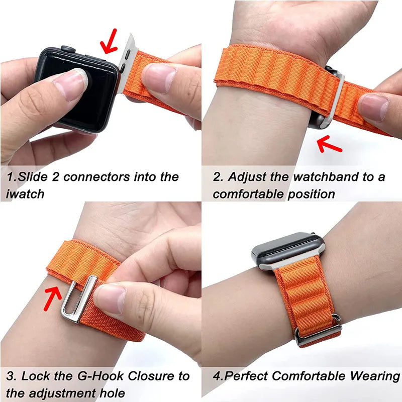 T Suitable for Apple IWatch Watch Strap 49mm 44mm 45mm 42mm Nylon Mountaineering Wear-resistant Woven Strap for Men Qme