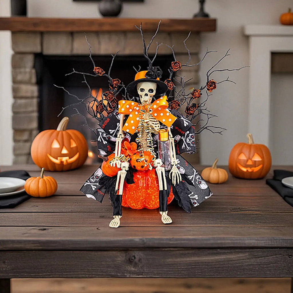 Halloween Figurines Skeleton Pumpkin Statue Halloween Horror Decoration Realistic Skull Window Ornament for Retail Porch Display Qme