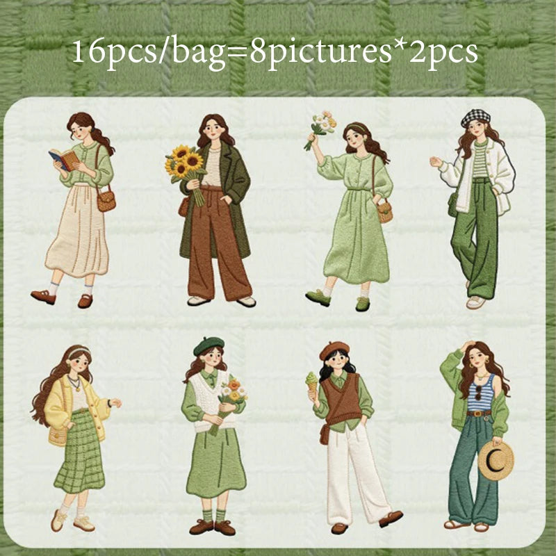 Vintage Fashion Girl Sticker Pack, BFF Theme Journal & Guka Decor Material, Must-Have for Stationery Lovers Qme D