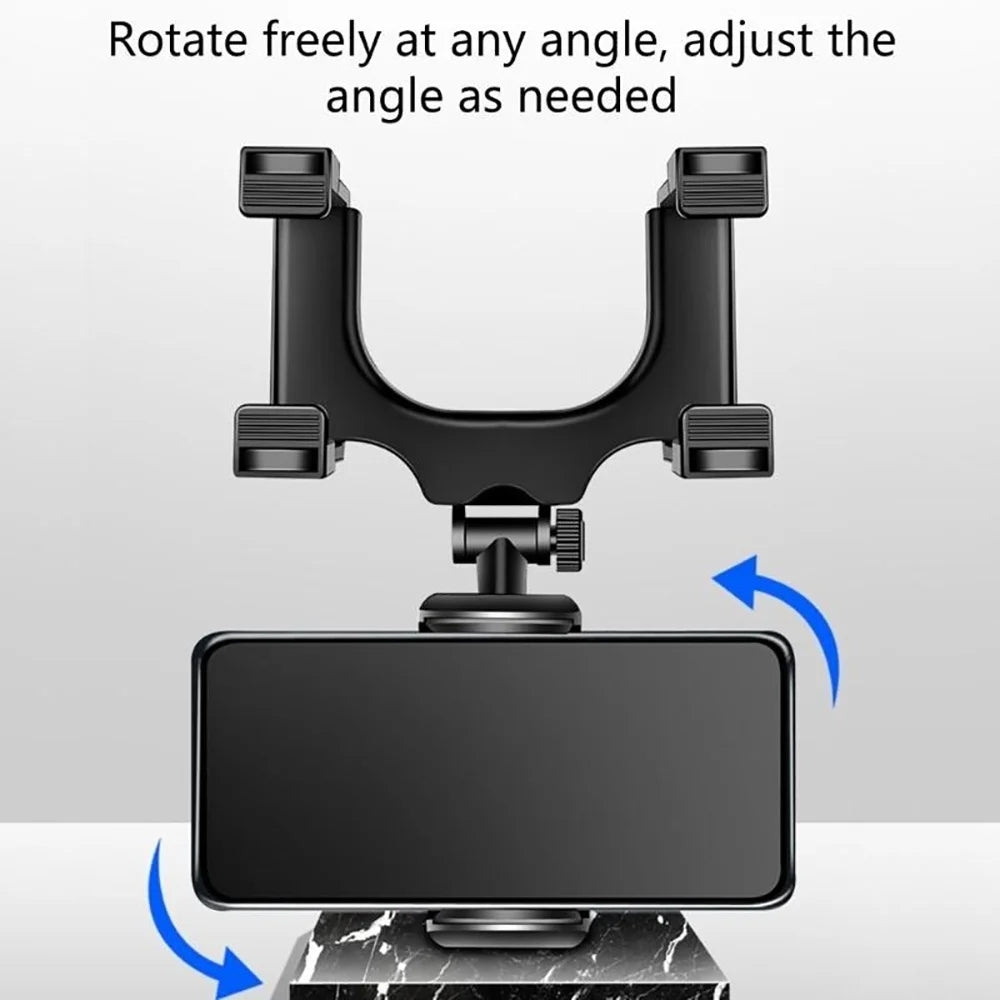 Car Phone Holder Rearview Mirror Mount Bracket Clip Navigation GPS Mobile Phone Stand Foldable Adjustable Car Cell Phone Support Qme