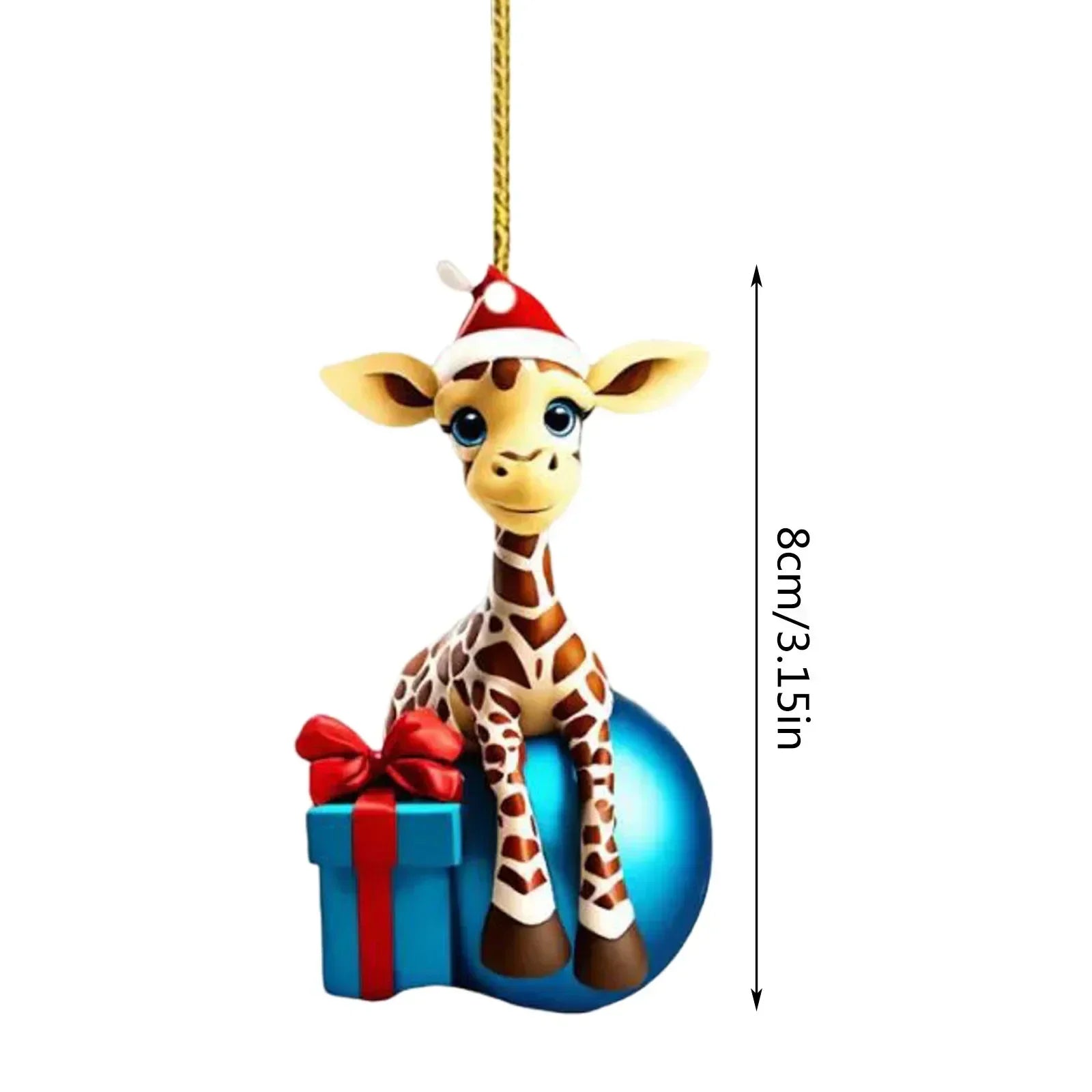 Christmas Pendant Home Decoration Christmas Hanging Cartoon Giraffe Pattern Christmas Tree Hanger Car Hanging Festive Supply Qme