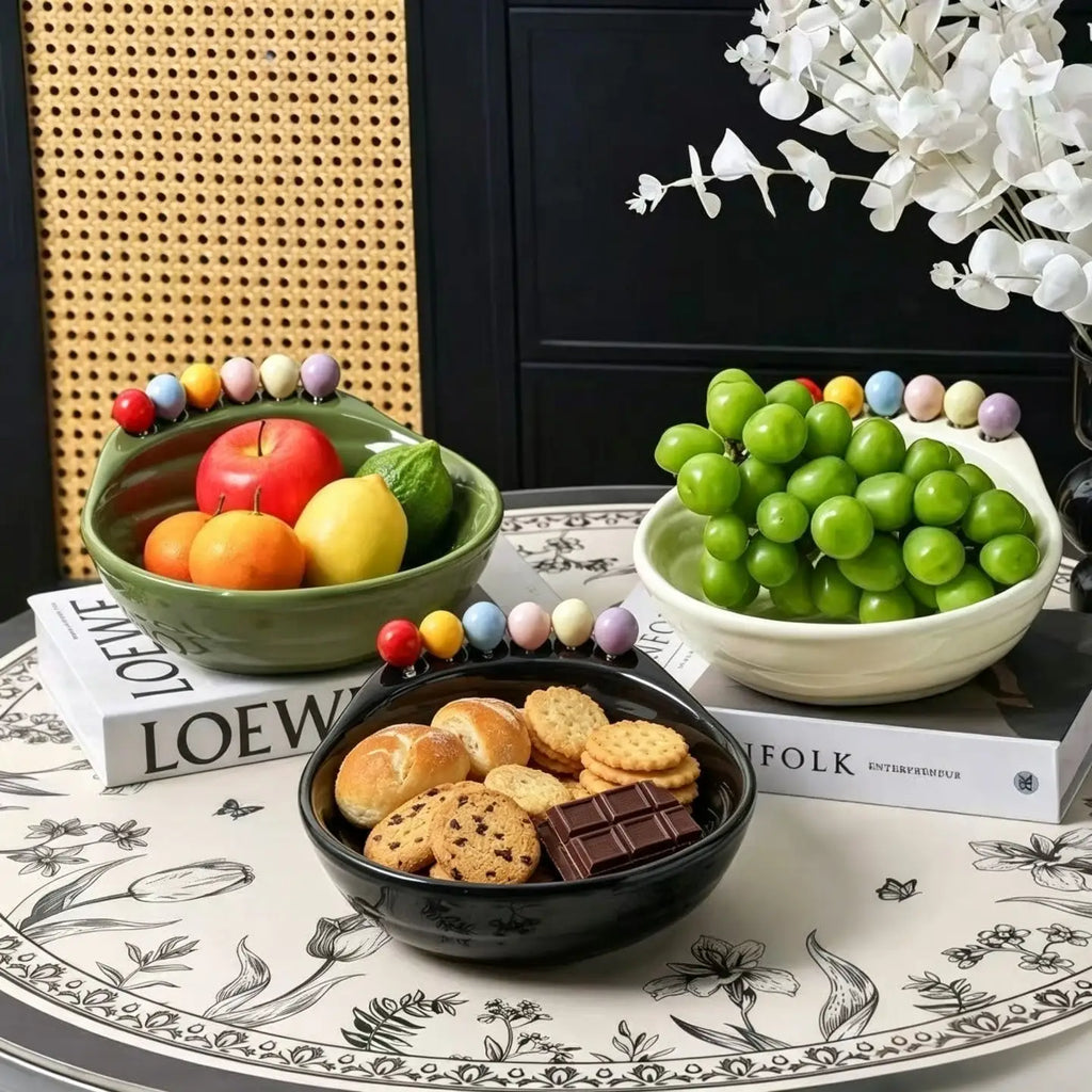 Large Fruit Bowl 6 Forks Creative Platter Adorable Stainless Steel Qme
