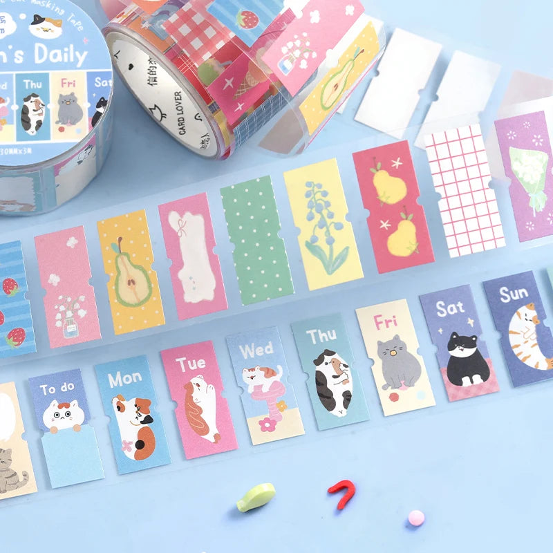 30mm X 3m Die-Cutting Tape Aesthetic Decorative Stickers Art Masking Tape for Journal Scrapbooking Handmade Label Qme
