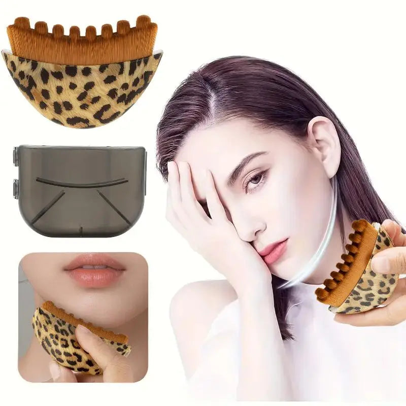 Portable Leopard Print Chin Lymphatic Drainage Massager Face Contour Qme