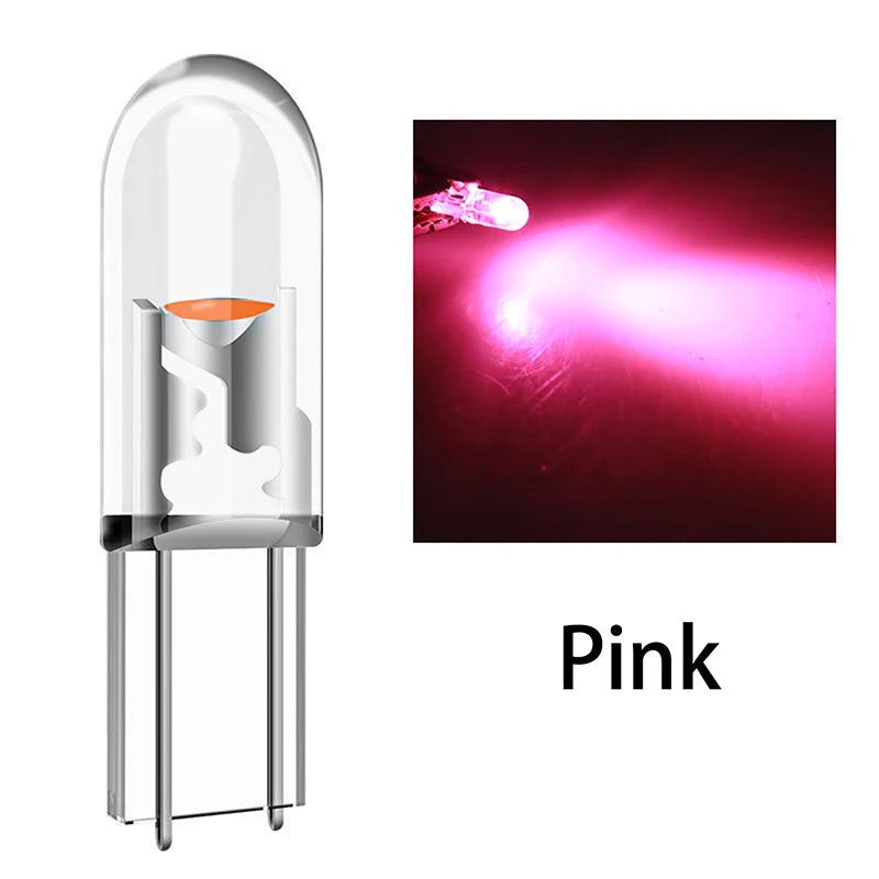 T5 LED Bright Cob Lights Wedge Dashboard Gauge Car Warning Indicator Qme Pink