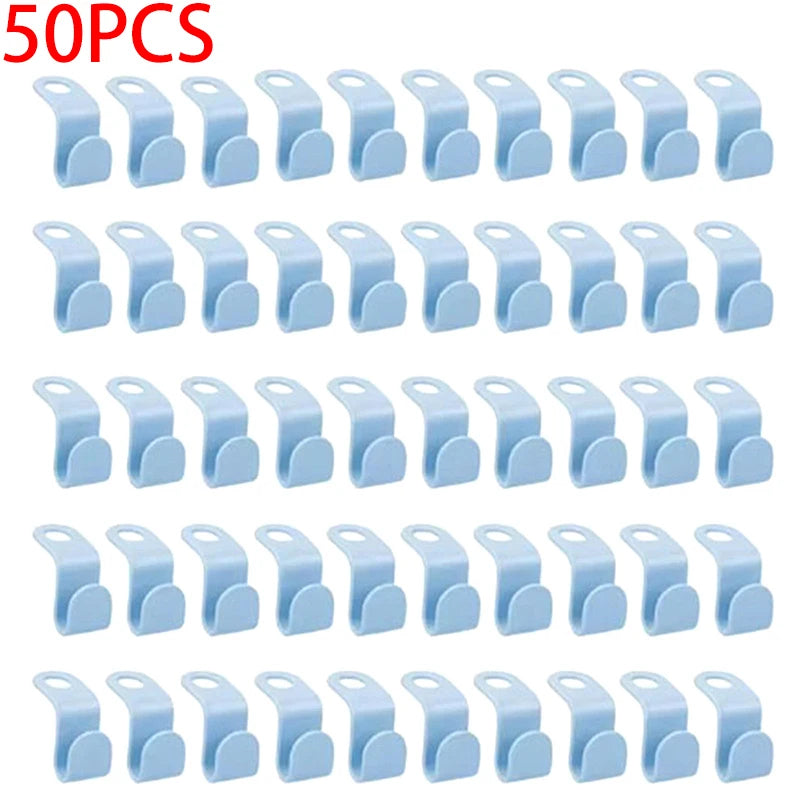 Wardrobe Coat Extender Clips Holder Space Saving Mini Clothes Hanger Qme Light blue