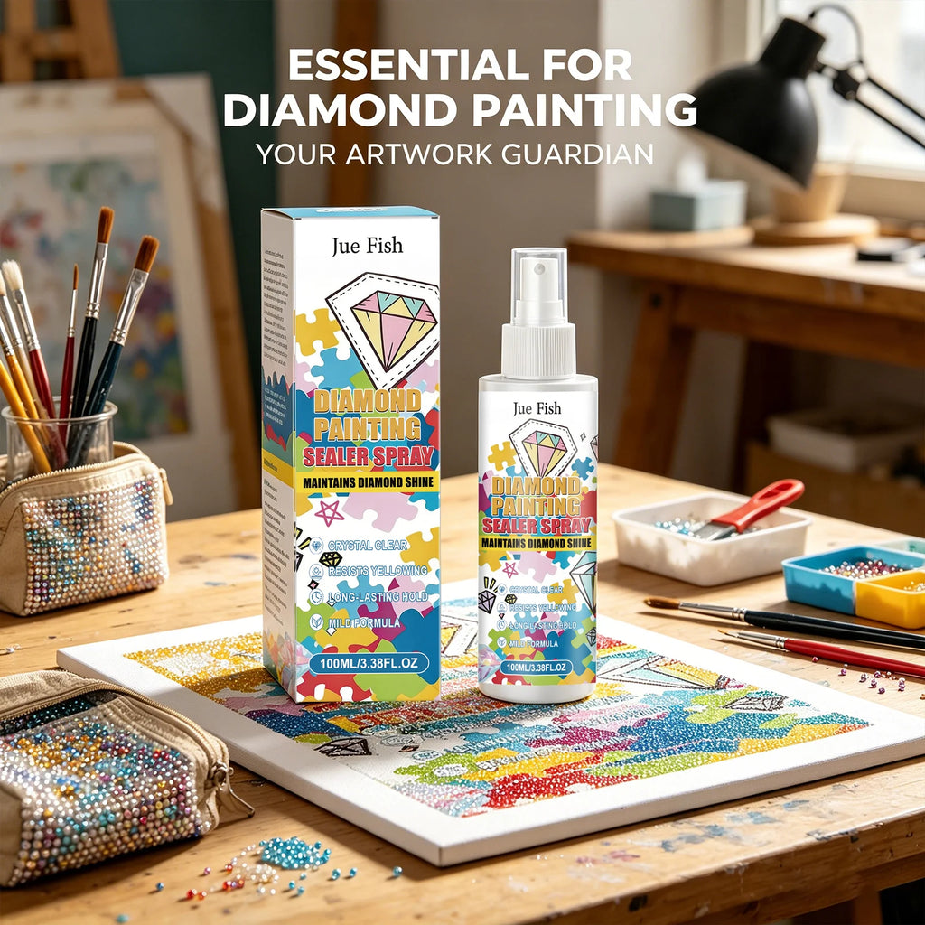 Diamond Painting Sealer Spray Anti-Yellowing Permanent Hold & Shine Effect Dustproof Diamond Art Crystal Clear Protective Spray Qme