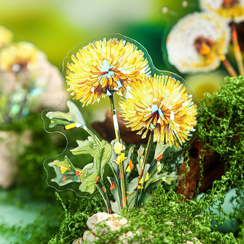 10sheets/bag Iridescent Dandelion Stickers for Scrapbook DIY Art Journal Phone Case Planner Notebook Decoration Gift Qme