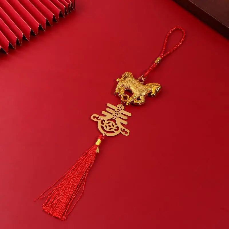 2026 Year Of The Horse Golden Plastic Zodiac Horse Pendant Lucky Spring Festival Home Car Hanging Ornaments New Year Gifts Qme style 5
