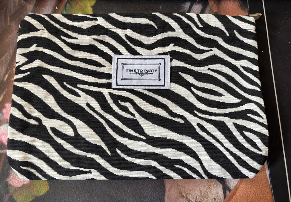 Random Organizer Bag Zebra-Print Makeup Bag Toiletry Bag Women'S Handbag Clutch Bag Convenient Large Capacity Storage Bag Qme 1pc