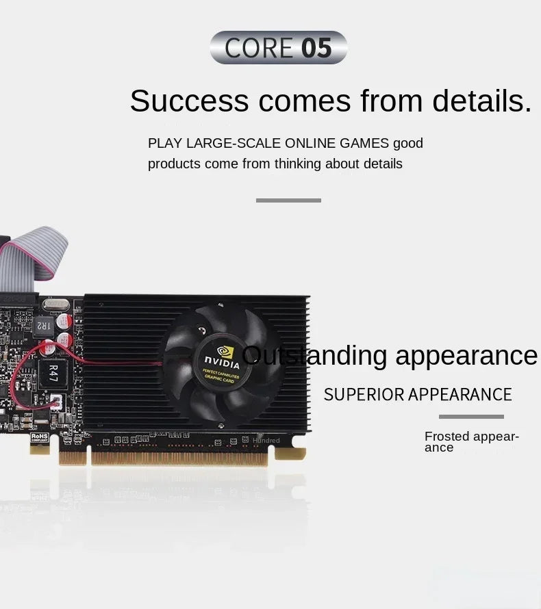 GT210 DDR2 1G Dual-screen Office High Definition Graphics Half-height Knife Card Discrete Graphics for Large and Small Chassis Qme