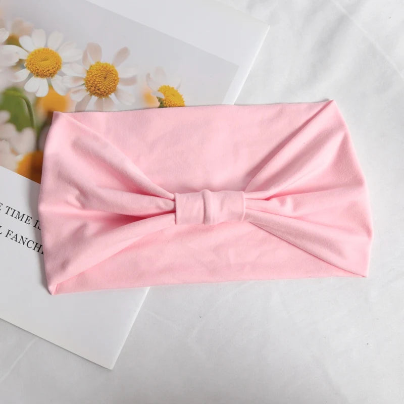 Headband Women Stretchy Wide Hair Band Yoga Running Sports Sweatband Qme Pink