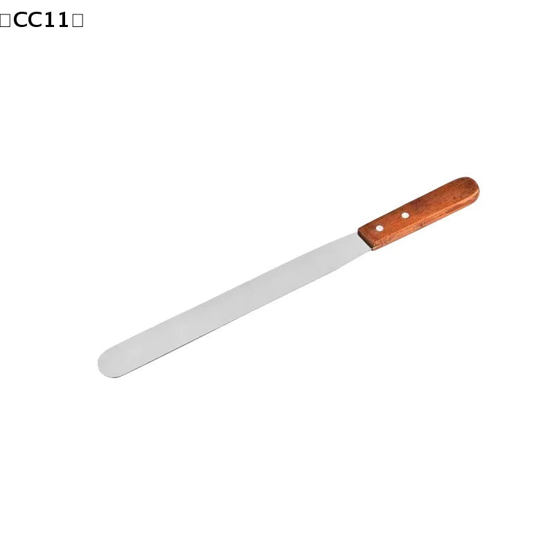 Cake Butter Spatula 6-Inch 8-Inch 10-Inch Wooden Handle Stainless Qme
