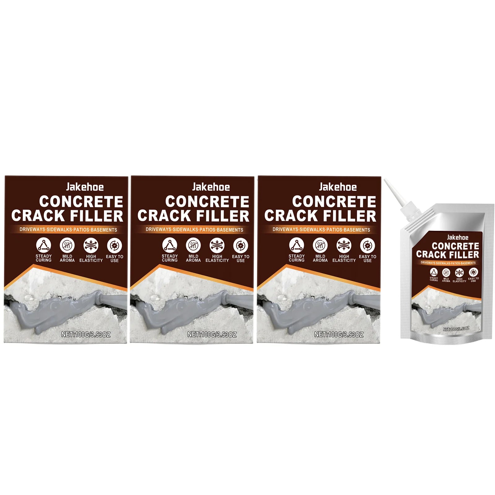 Self-Leveling Concrete Crack Sealant Quickly Repair Cracks and Fill Gaps Waterproof & Durable Easy-to-Use Concrete Crack Filler Qme 3 x 100G Boxed