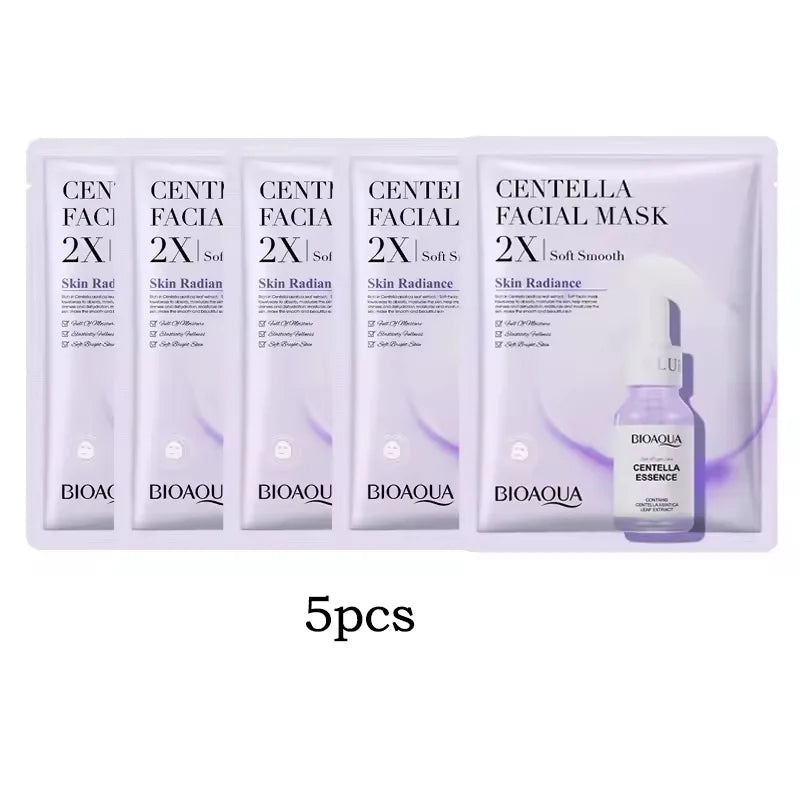 BIOAQUA Centella Collagen Face Mask Moisturizing Refreshing Sheet Masks Hyaluronic Acid Facial Mask Skin Care Products Qme 5pc