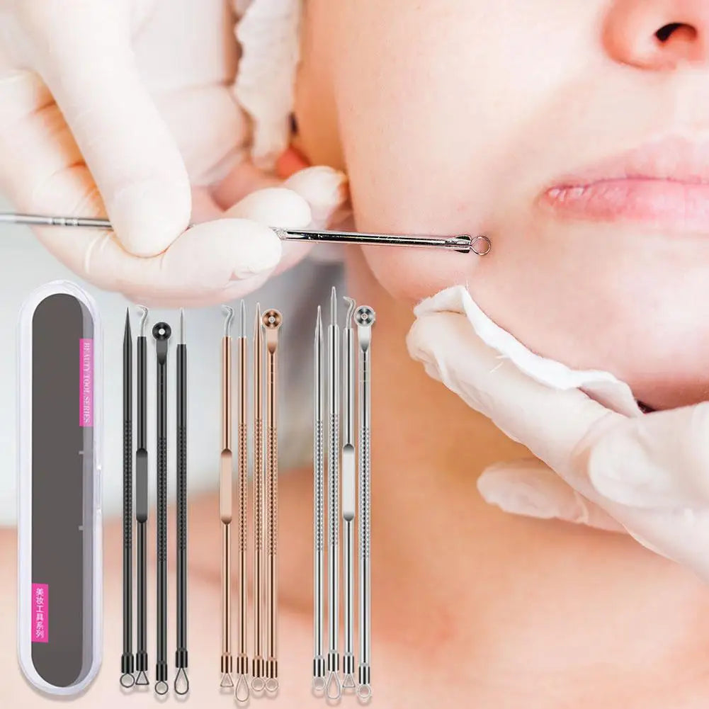 Blackhead Remover Tool Curved Tweezers Acne Needle Pimple Popper Qme