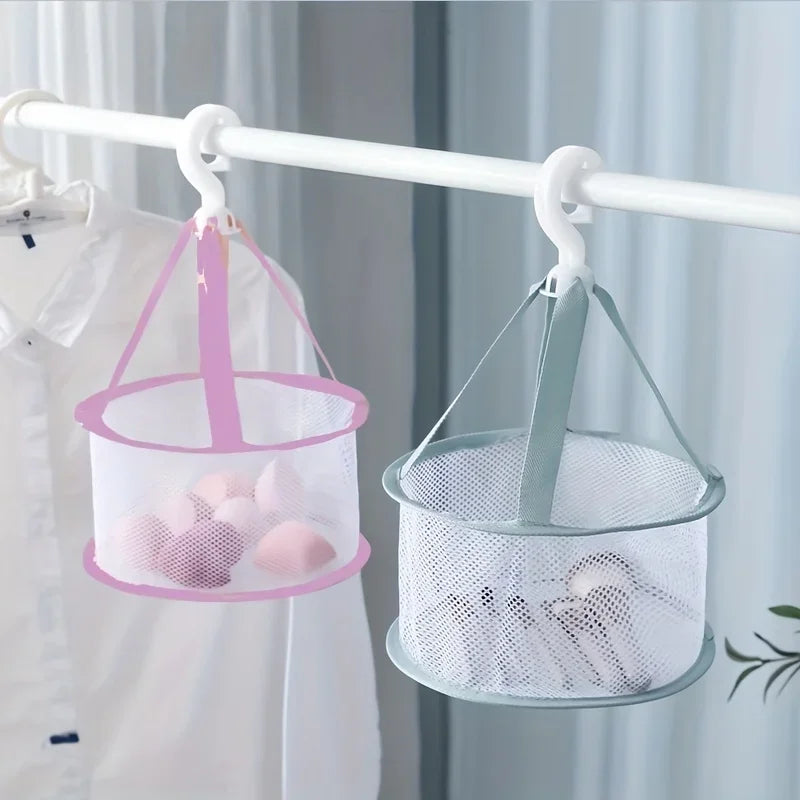 Mini Egg Drying Mesh Bag - Multi-Compartment Makeup Brush & Sponge Holder, Portable Drying Basket for Home Use, Qme