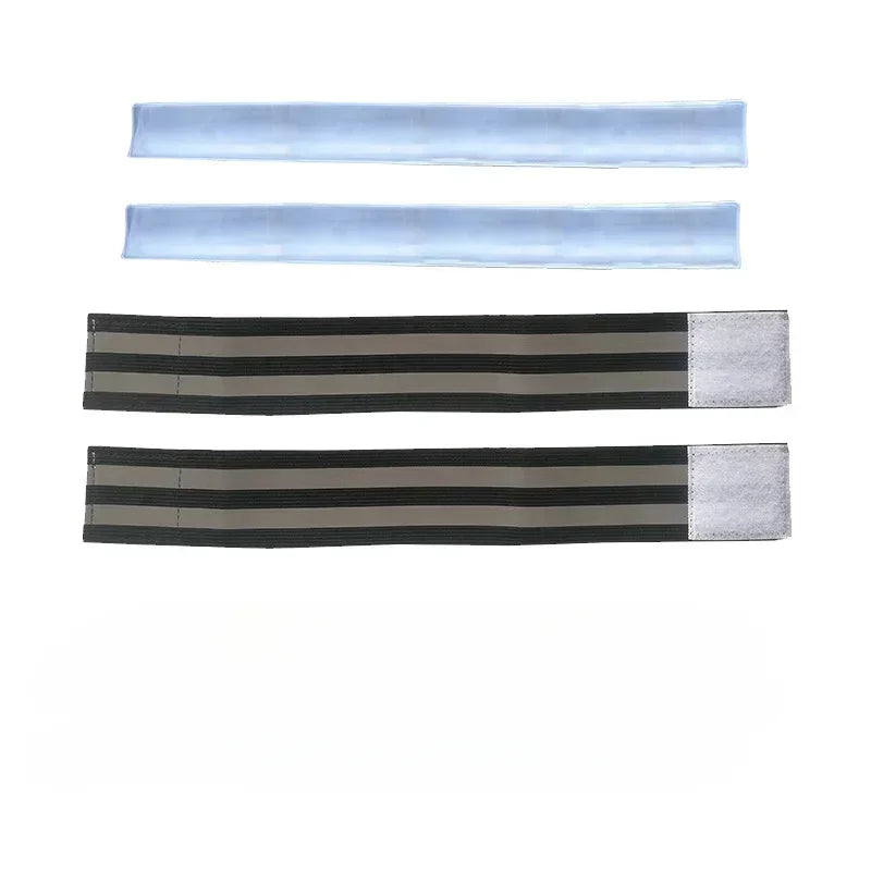 Elasticated Armband, Wristband, Ankle & Leg Straps for Night Jogging, Walking, Biking - Reflective Safety Tape Straps Qme silver grey 2 Set