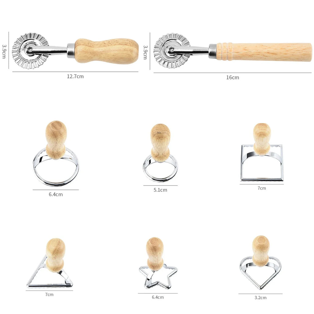 Stainless Steel Cookies Cutter Set Pasta Press Kitchen Attachment Kit Ravioli Maker Mold Tool Ravioli Stamp Set Pastry Wheel Set Qme