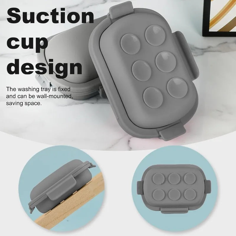 Travel Portable Flip Soap Dish Lid-leak Proof Bar Container Fold Flat Qme