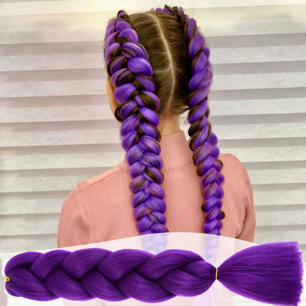 Violet Hair Extensions Synthetic Wig Ombree Braiding Braided Twist Qme