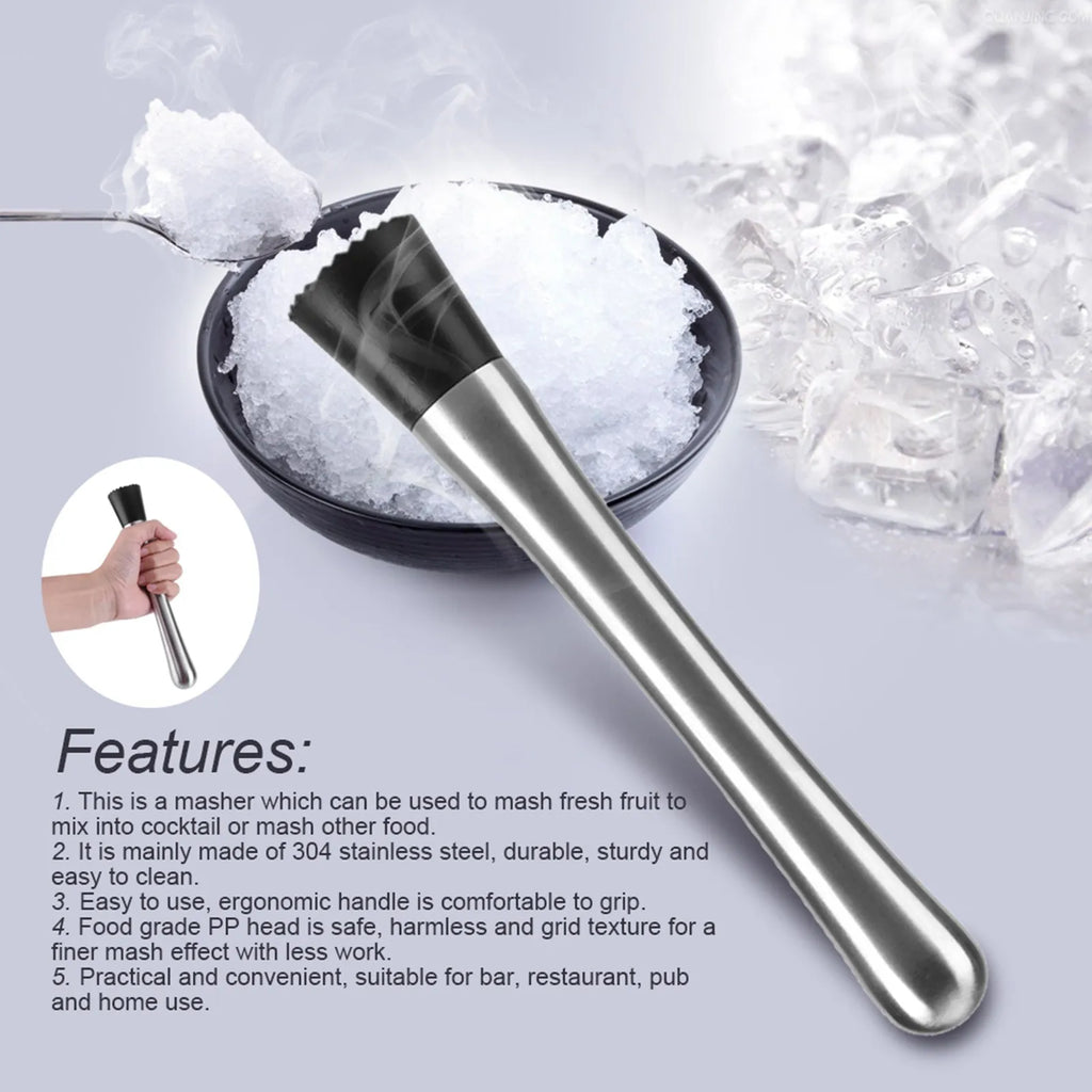 Stainless Steel Cocktail Muddler Mojito Masher Bar Stick Fruit Mixer Tool for DIY Cocktails Drinks Barware Accessories Qme