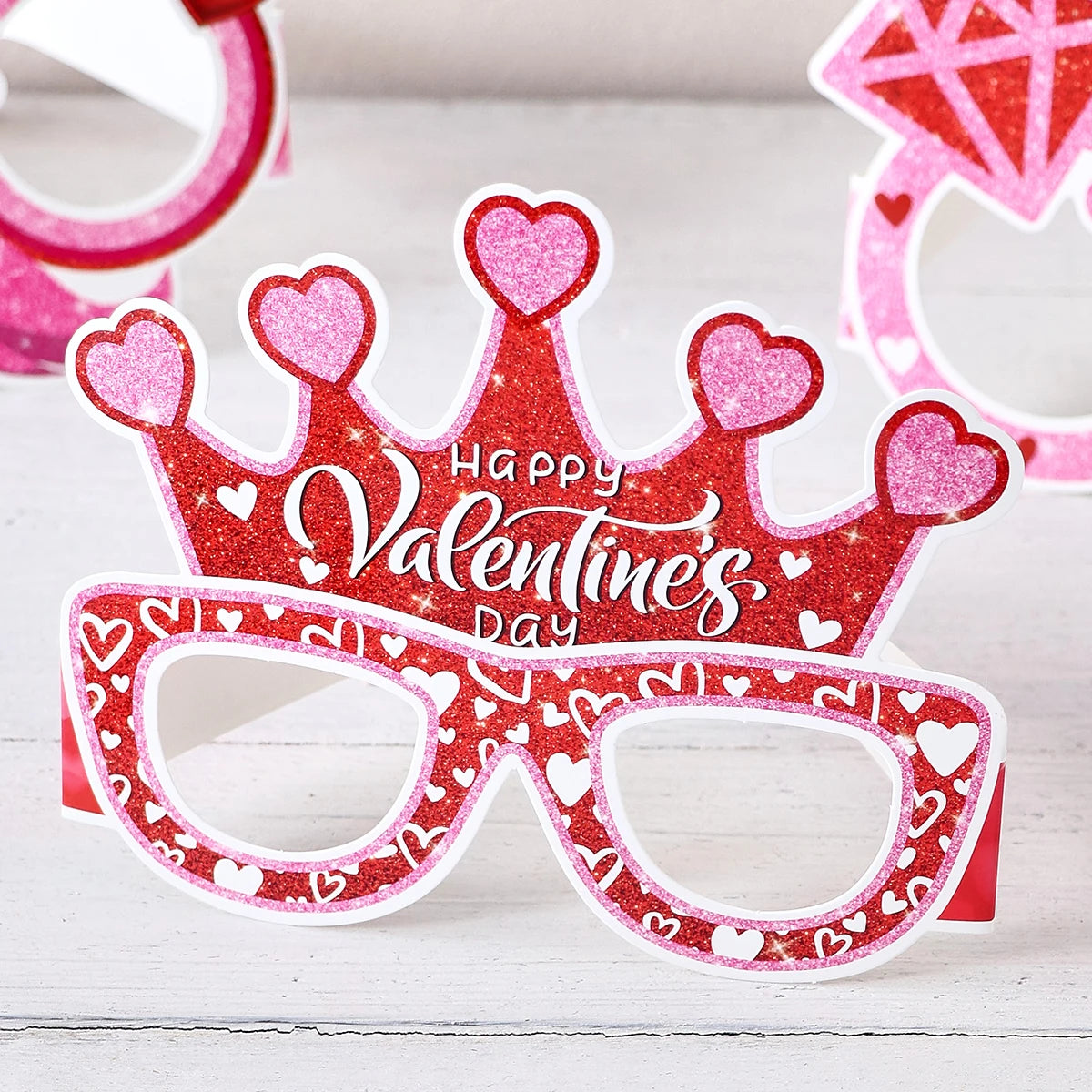 Pack of 6 Valentine's Day Party Decorative Glasses, Available in Various Styles and Vibrant Colors Perfect for Party Decoration Qme