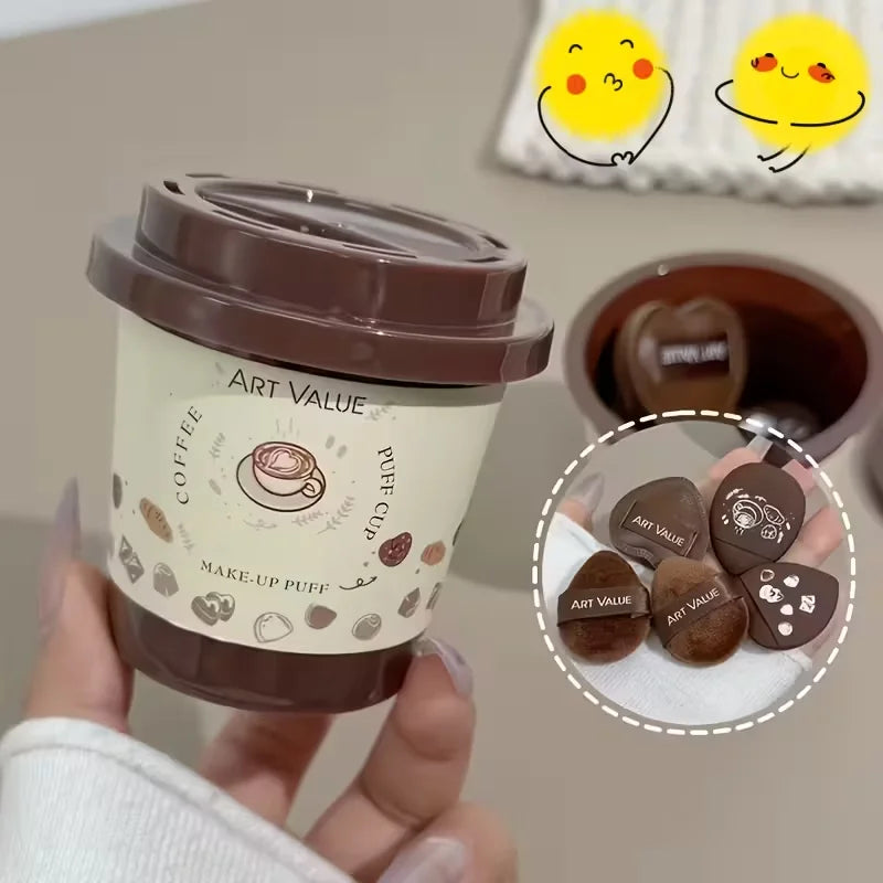 Mini Coffee Powder Puff Wet Dry Fingertip Sponge Soft Skin-friendly Qme
