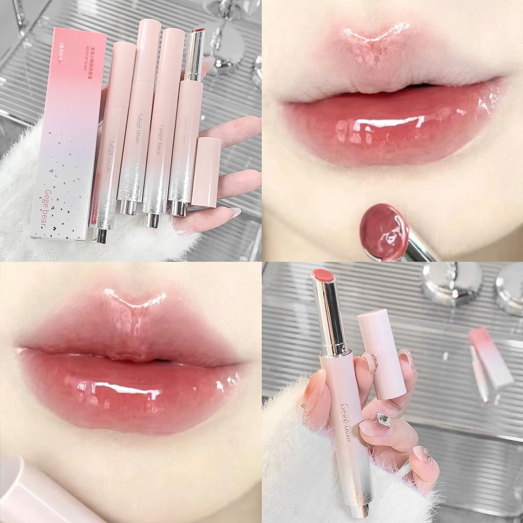 Snowy Design Solid Watery Lipstick Mirror Moisturizing Nourishing Lip Qme