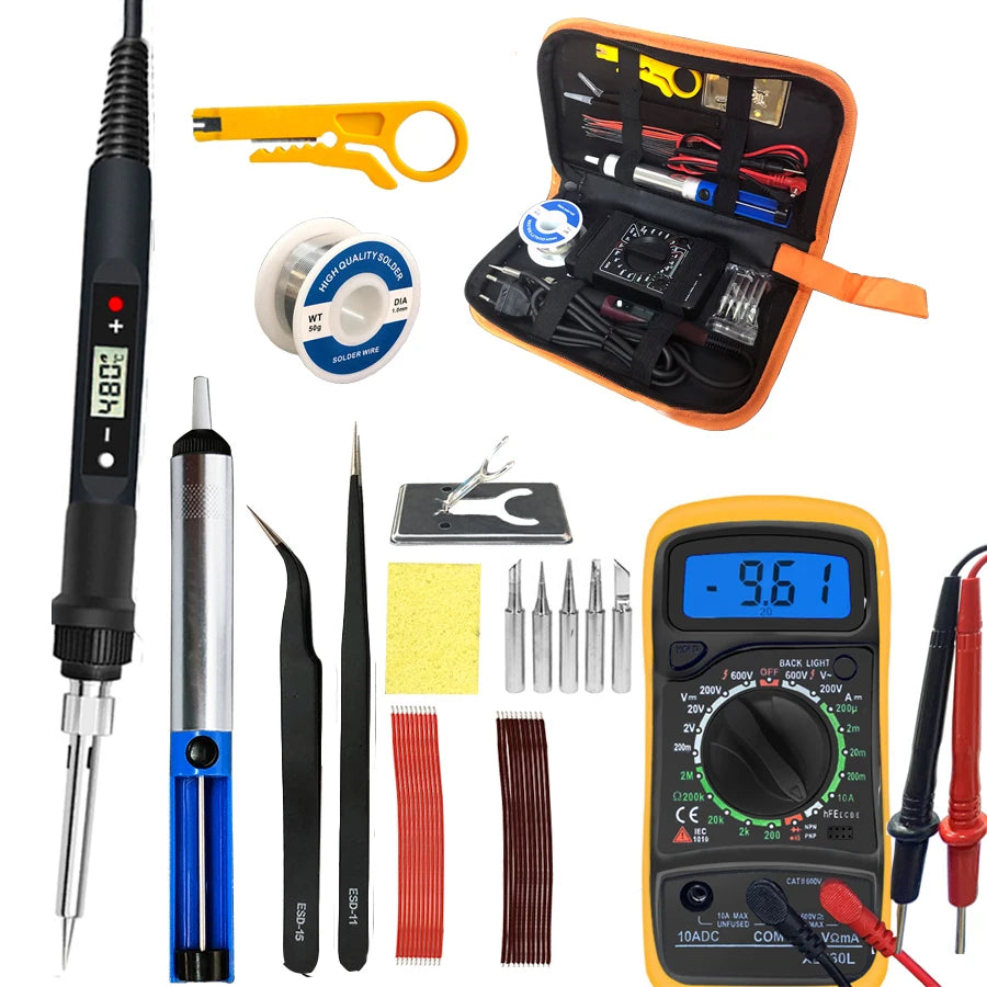80W Digital Electric Soldering Iron Temperature Adjustable 220V 110V Qme 80W black set5 220V EU plug