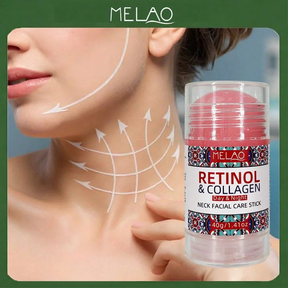 Retinol Collagen Face & Neck Stick, MELAO Day & Night Care Stick with Retinol & Collagen, Anti Aging Stick for Neck & Face Qme