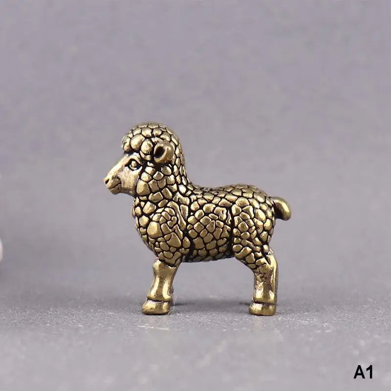 Chinese Zodiac Goat Lucky Statue Hand Polished Brass Sheep Figurine Qme A1
