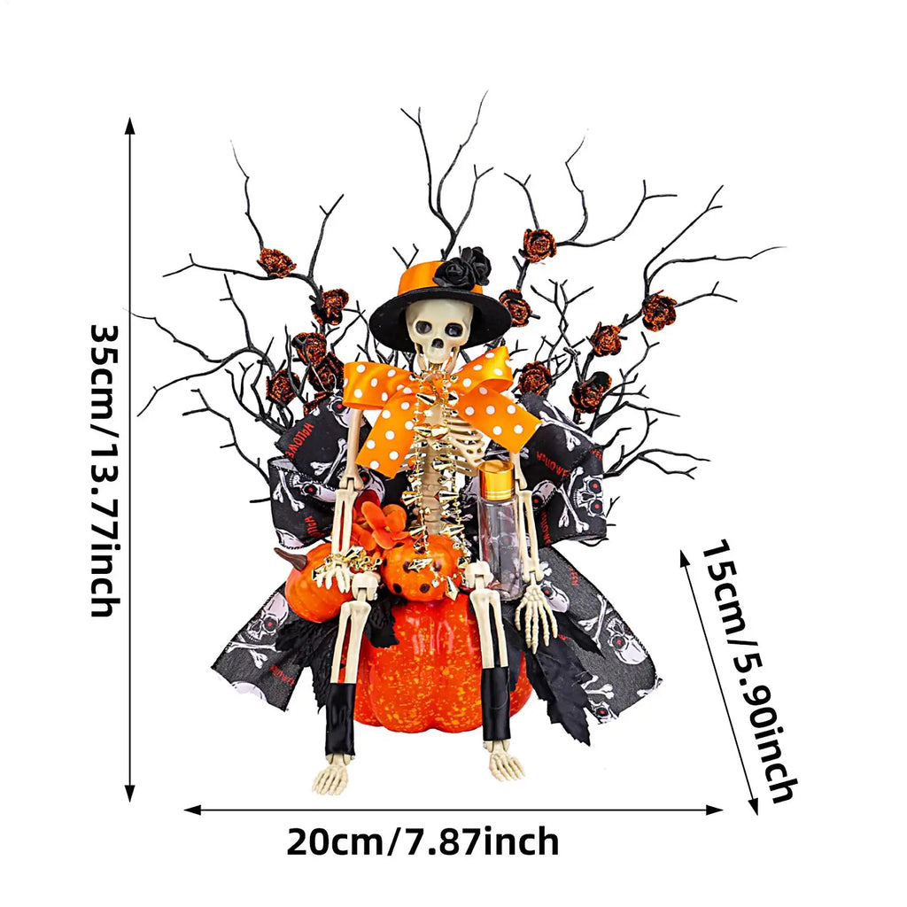 Halloween Figurines Skeleton Pumpkin Statue Halloween Horror Decoration Realistic Skull Window Ornament for Retail Porch Display Qme