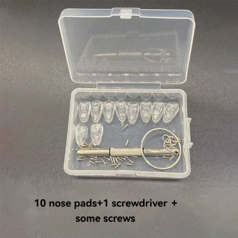 10pcs Soft Silicone Nose Pads For Glasses With Screwdriver-Non-Slip Nose Pad Replacement,Eyeglass Repair Tool For Loose Frames Qme 10pcs