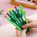 12pcs Cactus Shaped Ballpoint Pen Black 0.5mm Gel Ink Ballpoint Pen for School Home Office Qme Random Color 12PCS