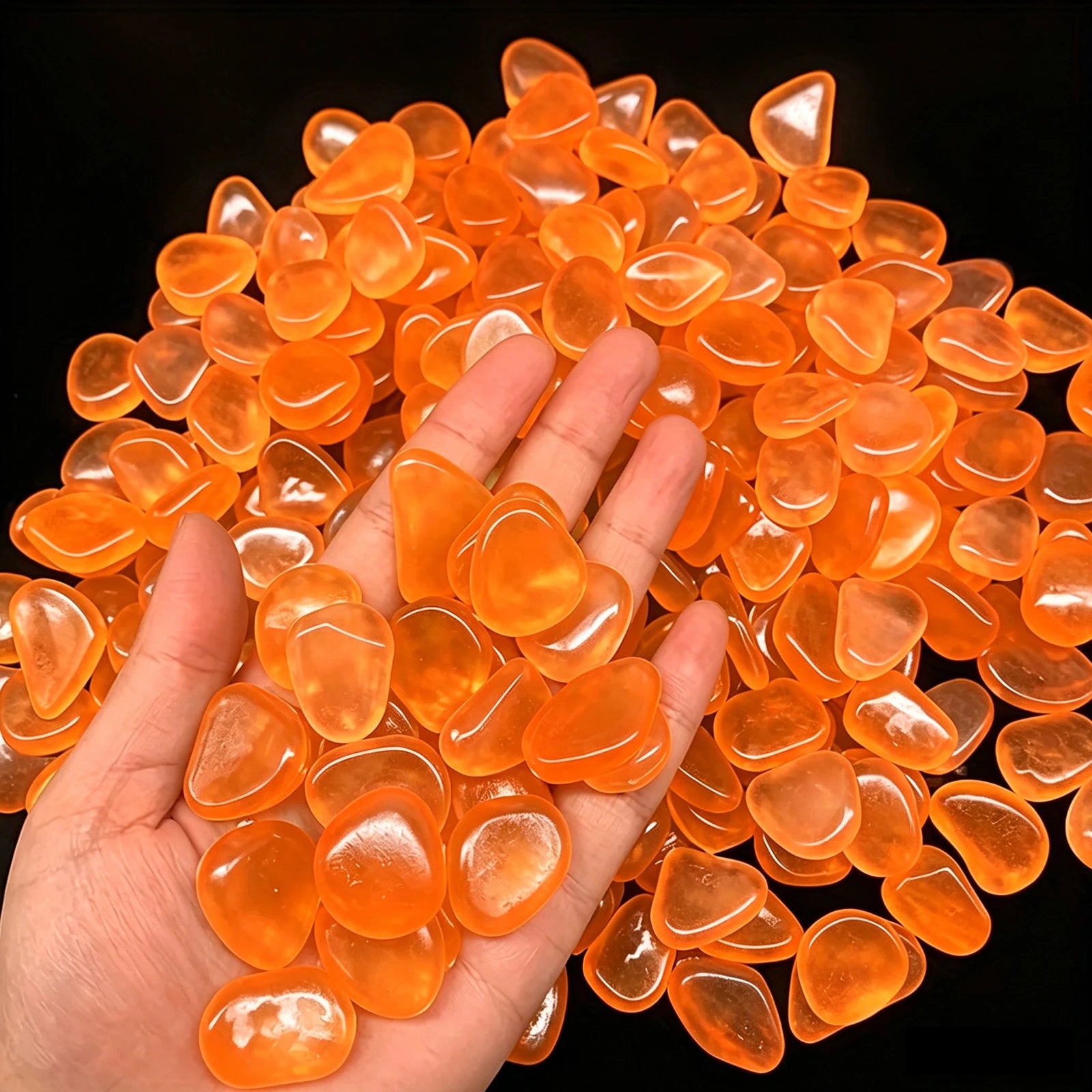 200-1000 Pcs Luminous Rock Stone Luminous Dark Garden Pebbles for Sidewalk Fish Tank Decoration, Aquariums, Fish Tanks Loom Qme Orange 200PCS