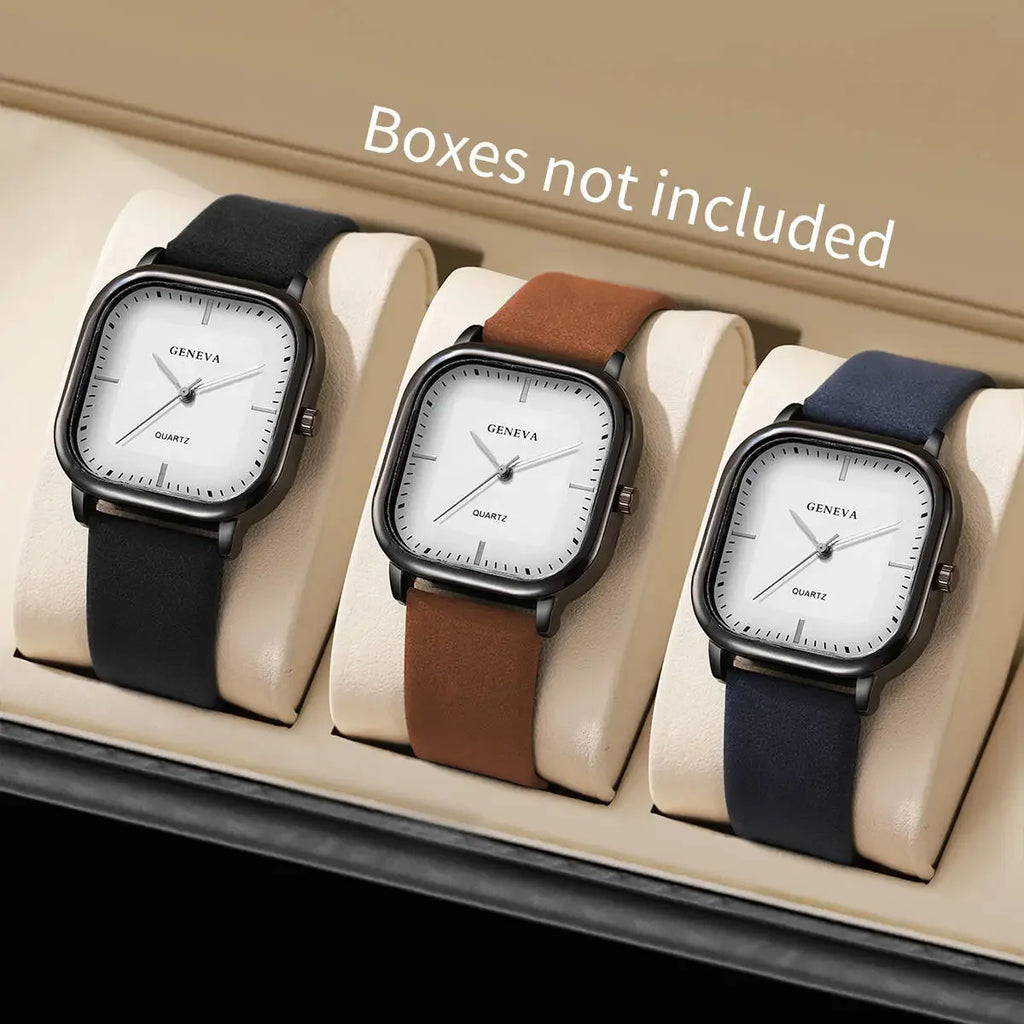 Square Watch: Unisex, Fashionable Quartz Watch with Minimalist & Trendy Design, Faux Leather Accents and Alloy Material Qme
