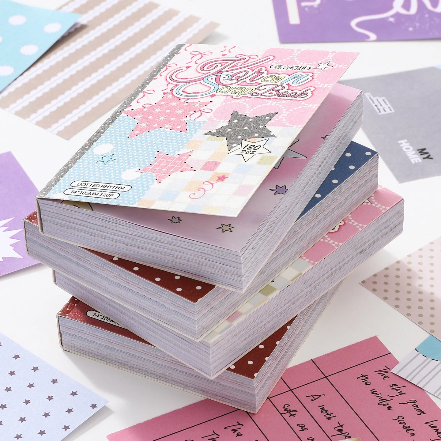 TIANZI 120 sheets M5 Diary Album Background Papers Cute Style DIY Scrapbooking Decoration Stationery Supplies for Junk Journal Qme F-480 sheets