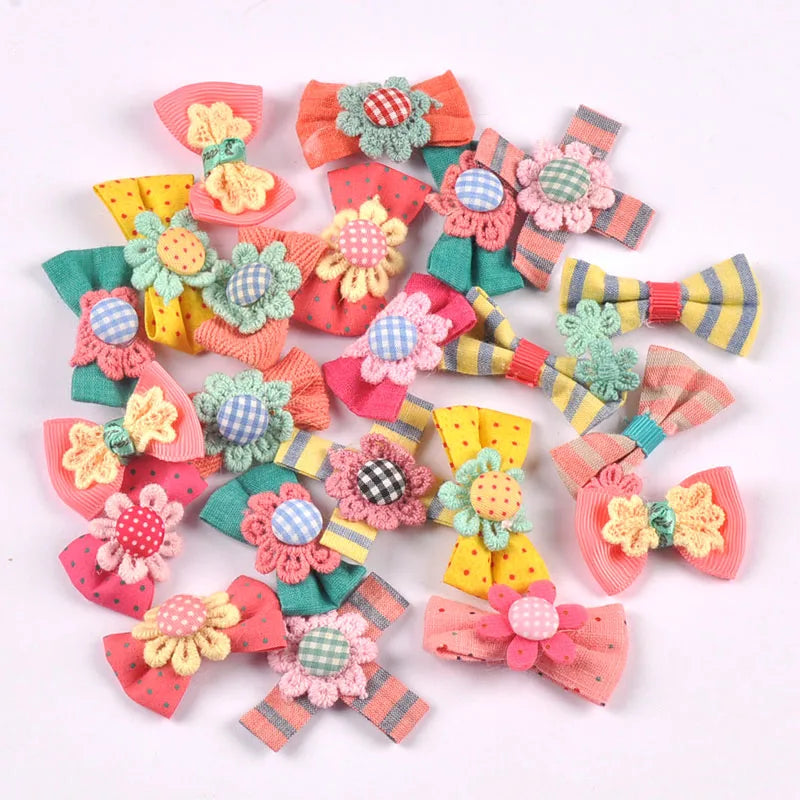 10pcs 25-45mm Mixed Color Cute Little Flower Bows For Clothing Sewing Accessories DIY Hair Clips Bag Handmade Headdress Material Qme
