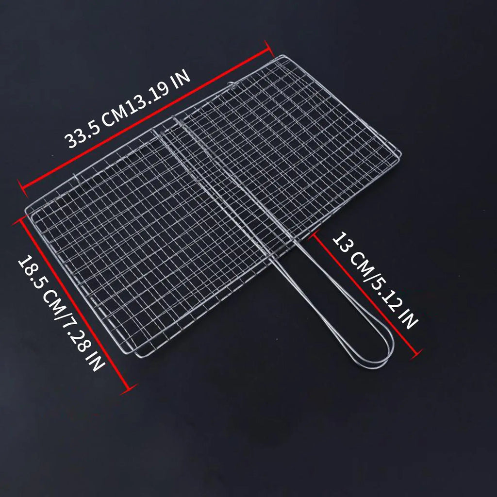 Fish Grill Basket Stainless Steel Barbecue BBQ Net Outdoor Cooking Qme