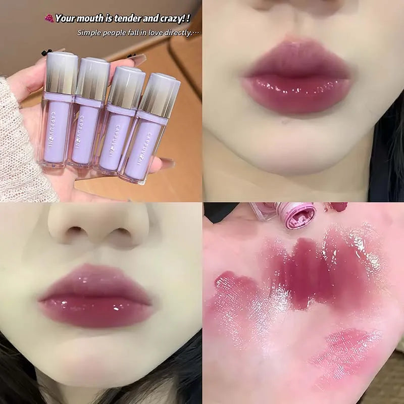 Strawberry Lip Gloss Glass Mirror Shine Lip Tint Hydrating Long Lasting Lip Makeup Non-Sticky Water Glossy Liquid Lipsticks Qme 10