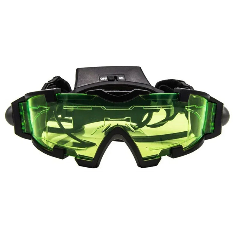 Night Vision Adjustable LED Glasses With Flip - out Light, Windproof Motorcycle Motorbike Racing Hunting Eyewear Goggles Qme 19x15x6cm